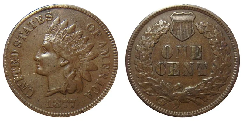 Side-by-side comparison of Shallow N reverse (genuine 1877) versus Bold N reverse (counterfeit indicator) on Indian Head cents